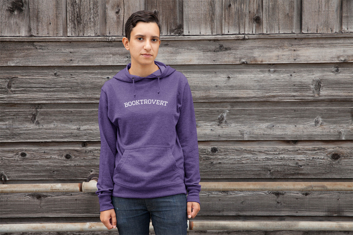 Person modeling Booktrovert Collection t-shirts