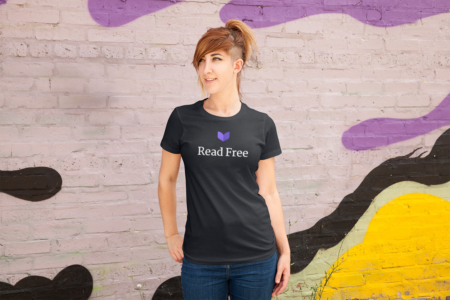 Person modeling Booktrovert Collection t-shirts