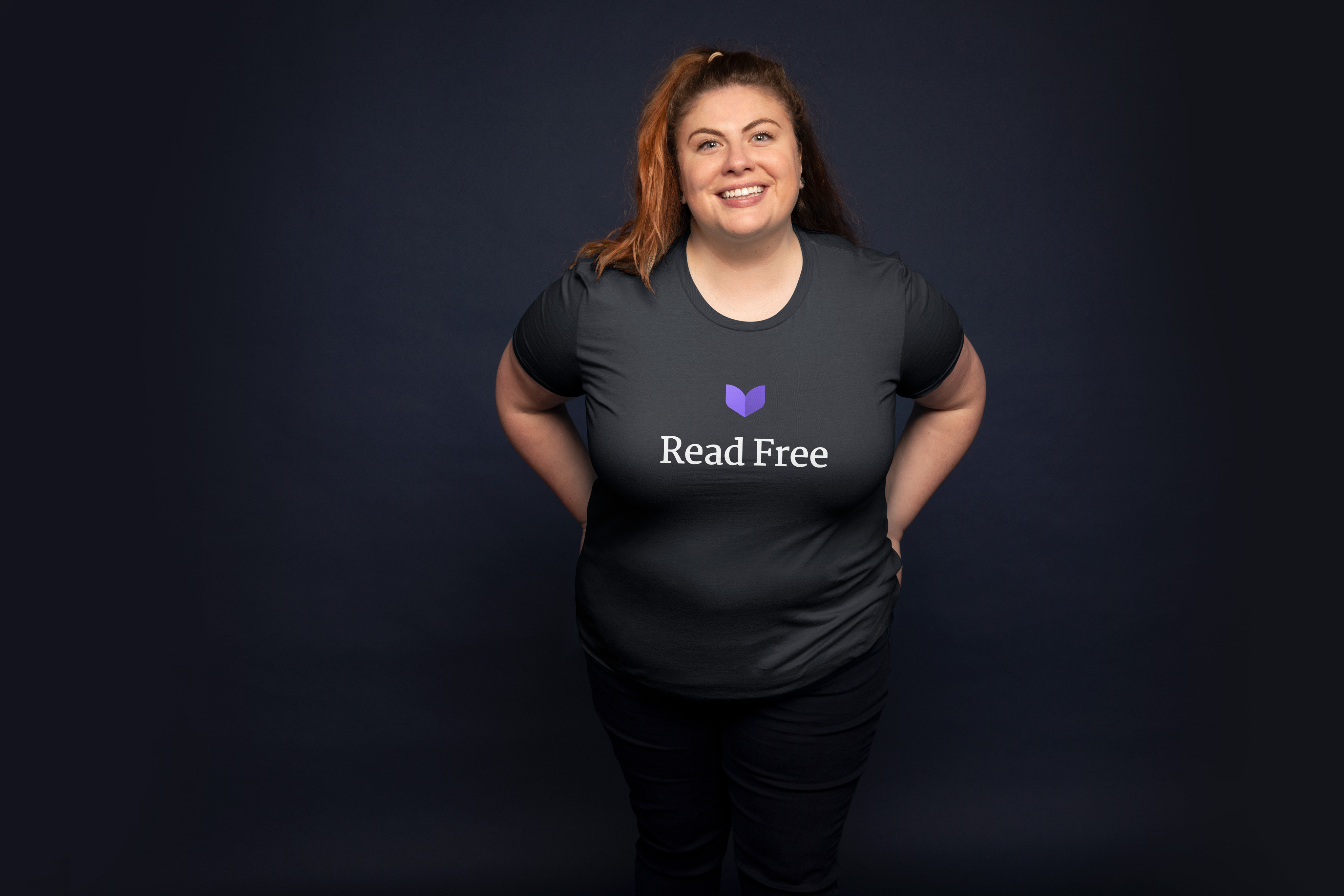 Person modeling Booktrovert Collection t-shirts